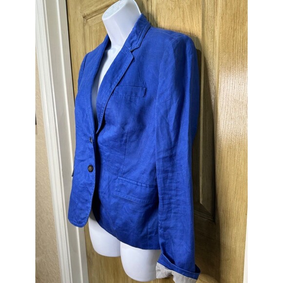 J. Crew Schoolboy Blazer Jacket Linen Blue Size 6 - Picture 4 of 6